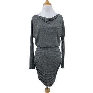 Athleta Solstice Blouson Dress Womens XS P Petite Ruched Wool Blend Cowl Neck
